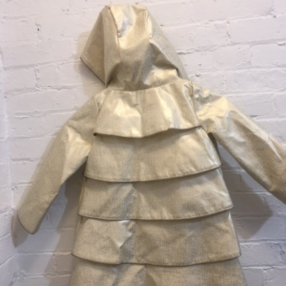 Gold Tiered Ruffle Raincoat - Picture 3 of 6
